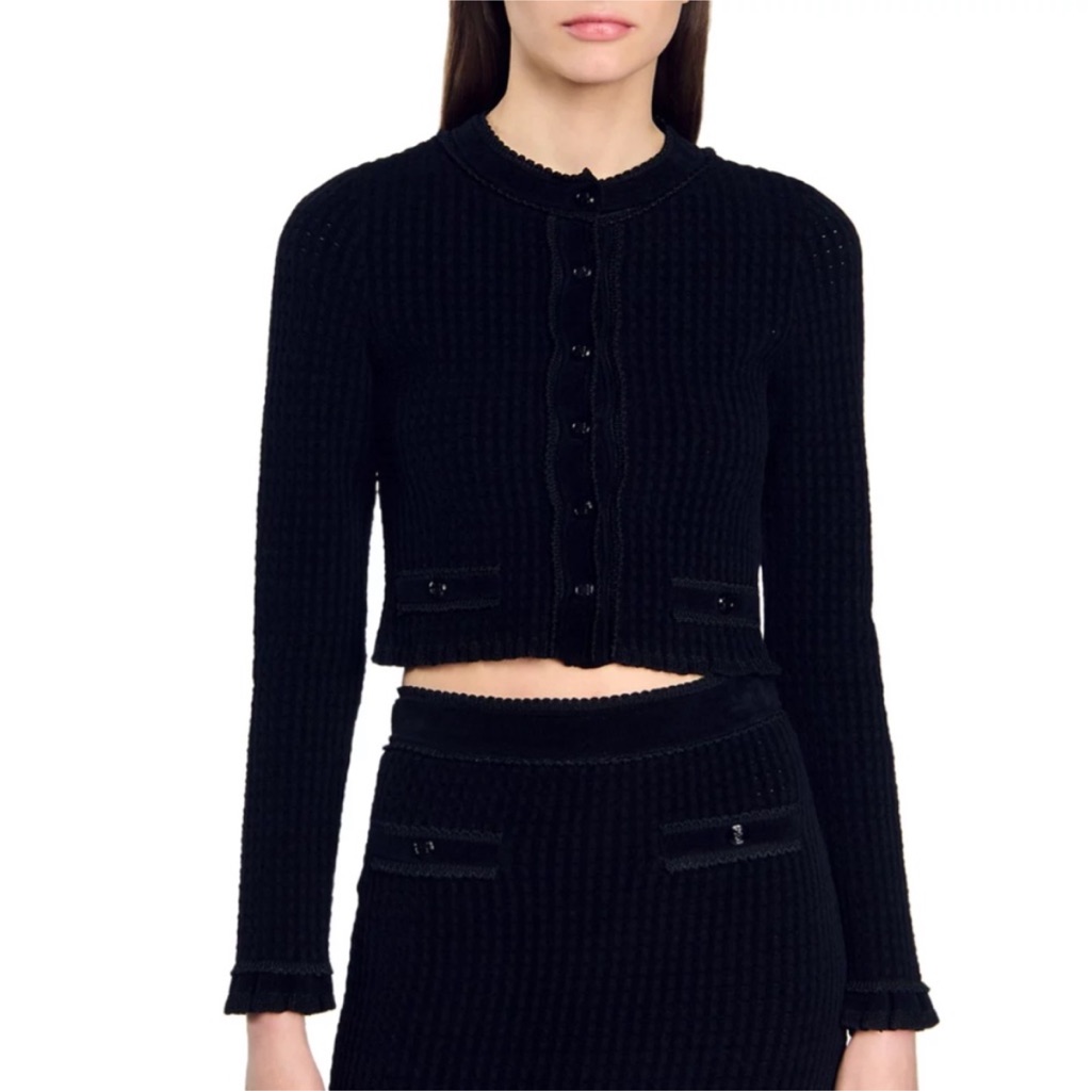 Nwt Sandro Velvet Knit Cropped Cardigan / Size 1